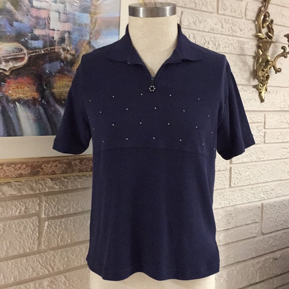 🌹Blast Rhinestone Embellished Polo Shirt Top